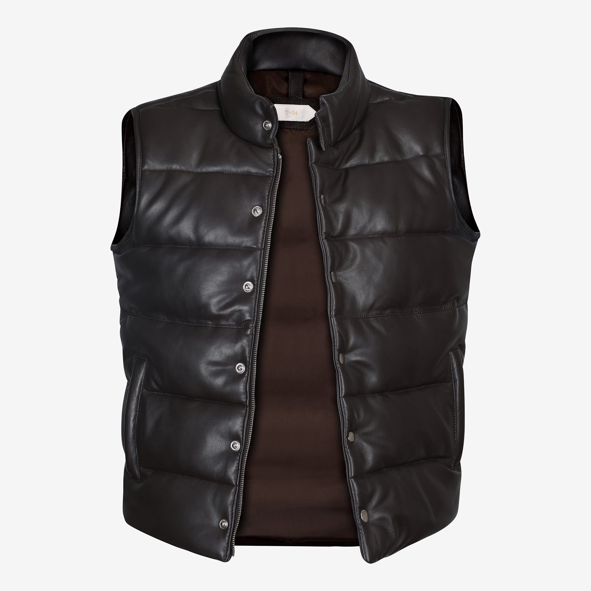 Troy Dark Brown Quilted Sheep Leather Vest