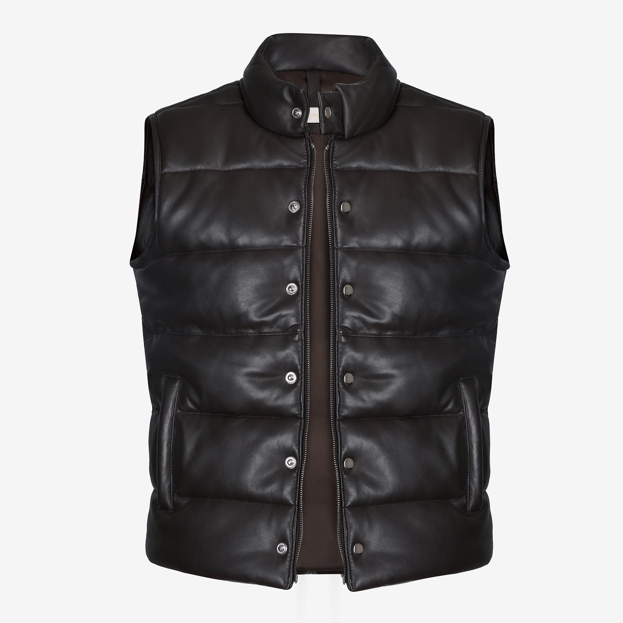 Troy Dark Brown Quilted Sheep Leather Vest