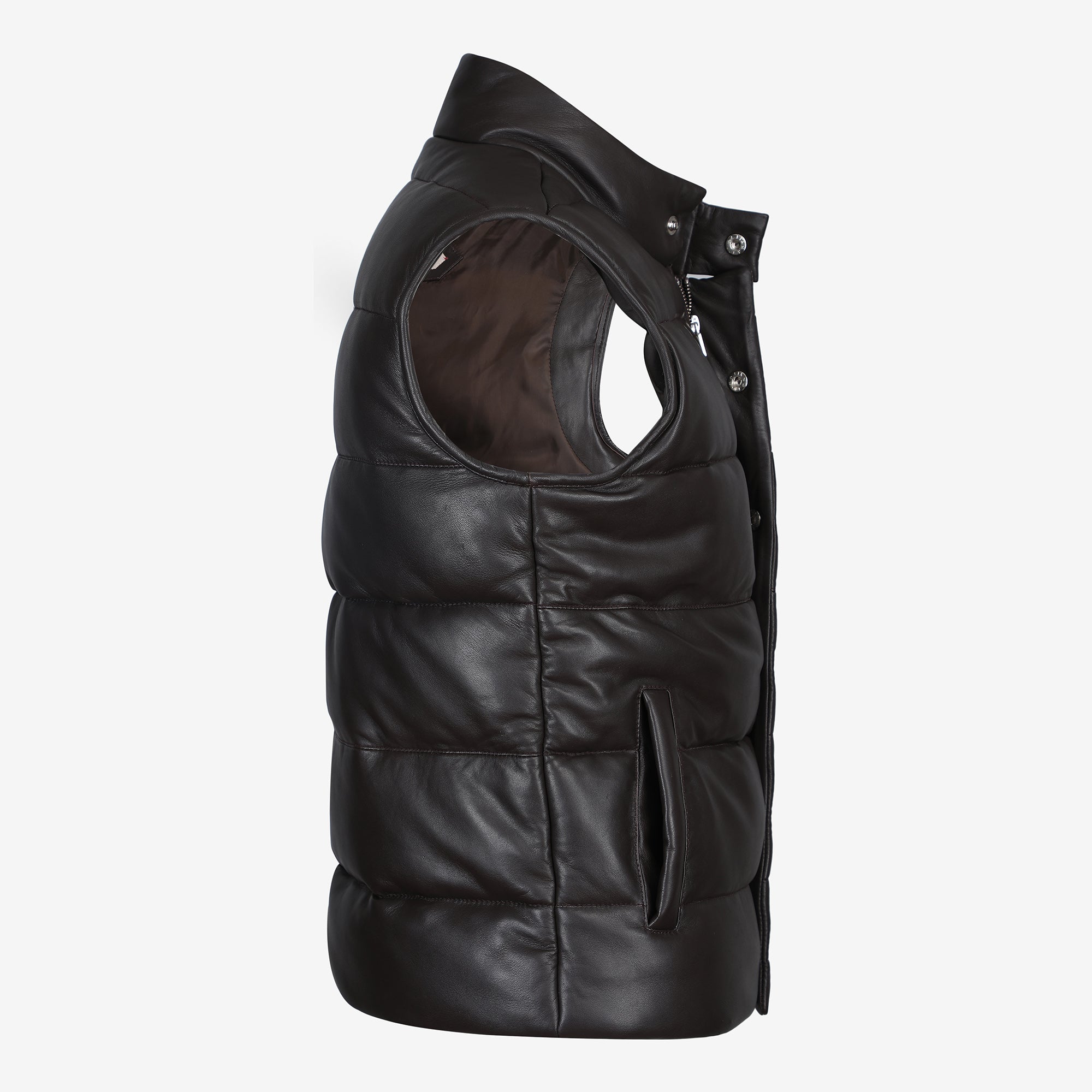 Troy Dark Brown Quilted Sheep Leather Vest