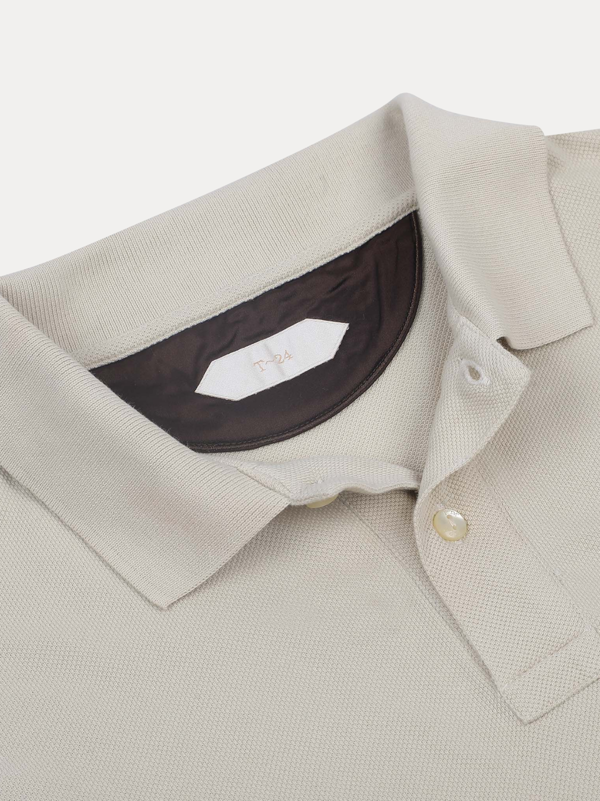 Markhor Ivory Piqué Polo Shirt with Tan Suede Accents