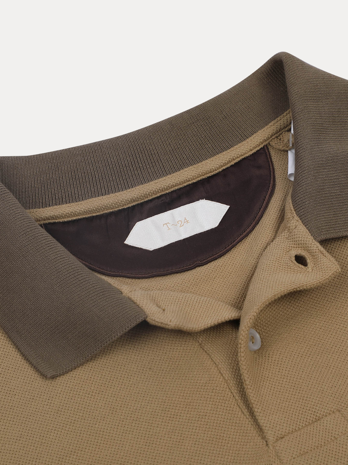 Terrane Sand Beige Piqué Polo Shirt with Contrast Collar