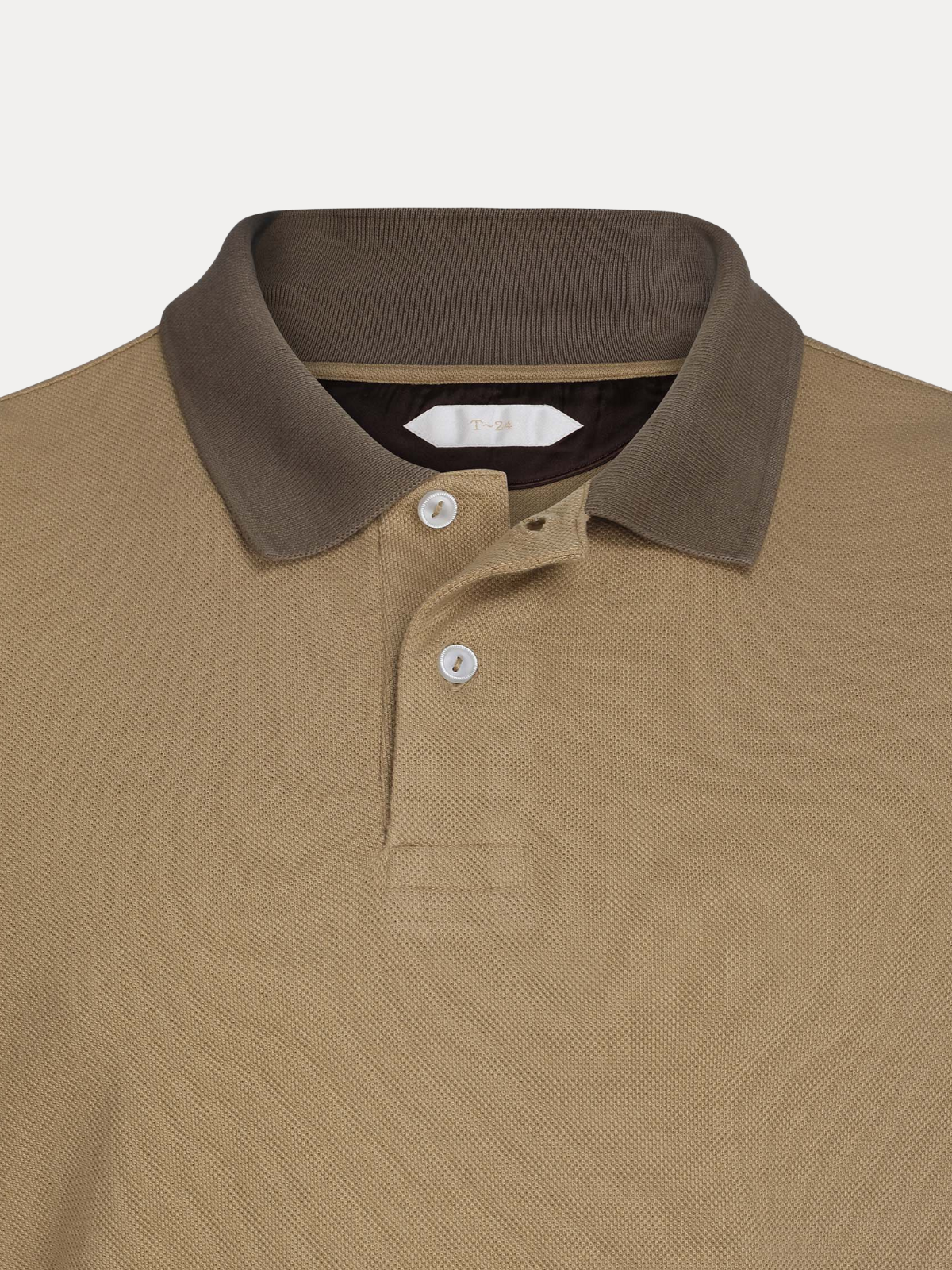 Terrane Sand Beige Piqué Polo Shirt with Contrast Collar