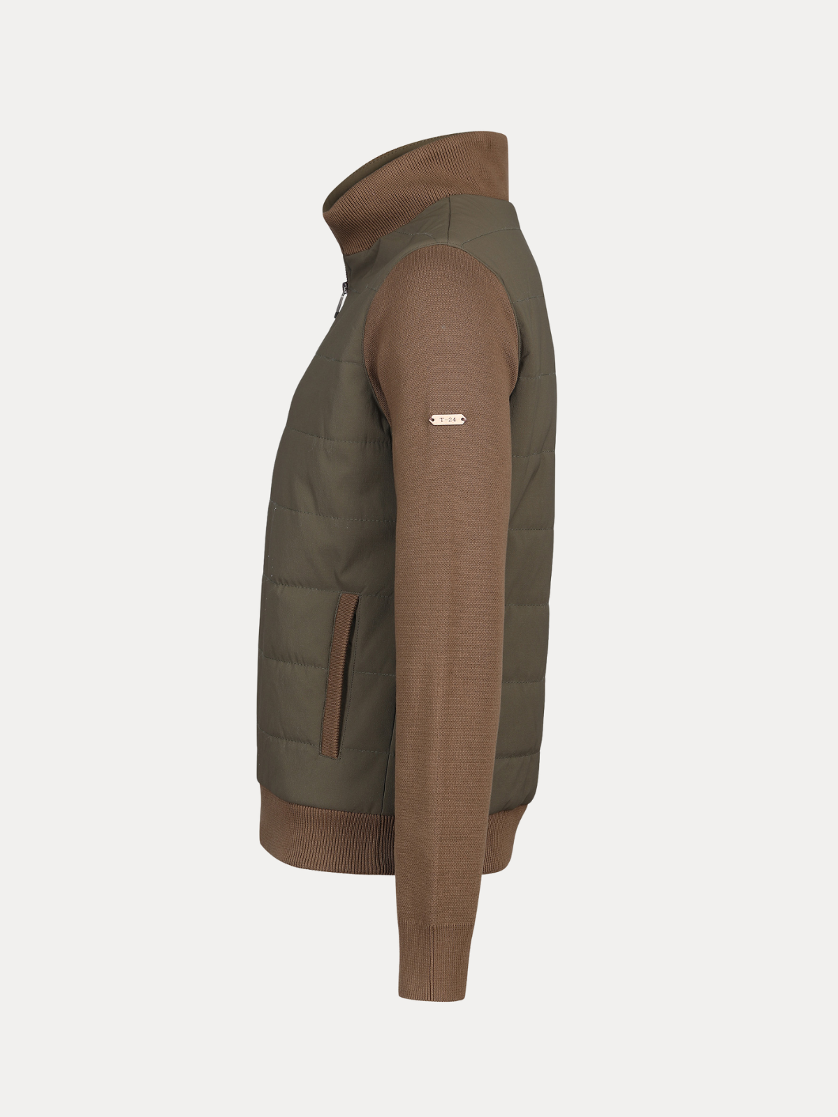 Ranger Antique Bronze Quilted Bomber Jacket with Cotton-Knit Sleeves