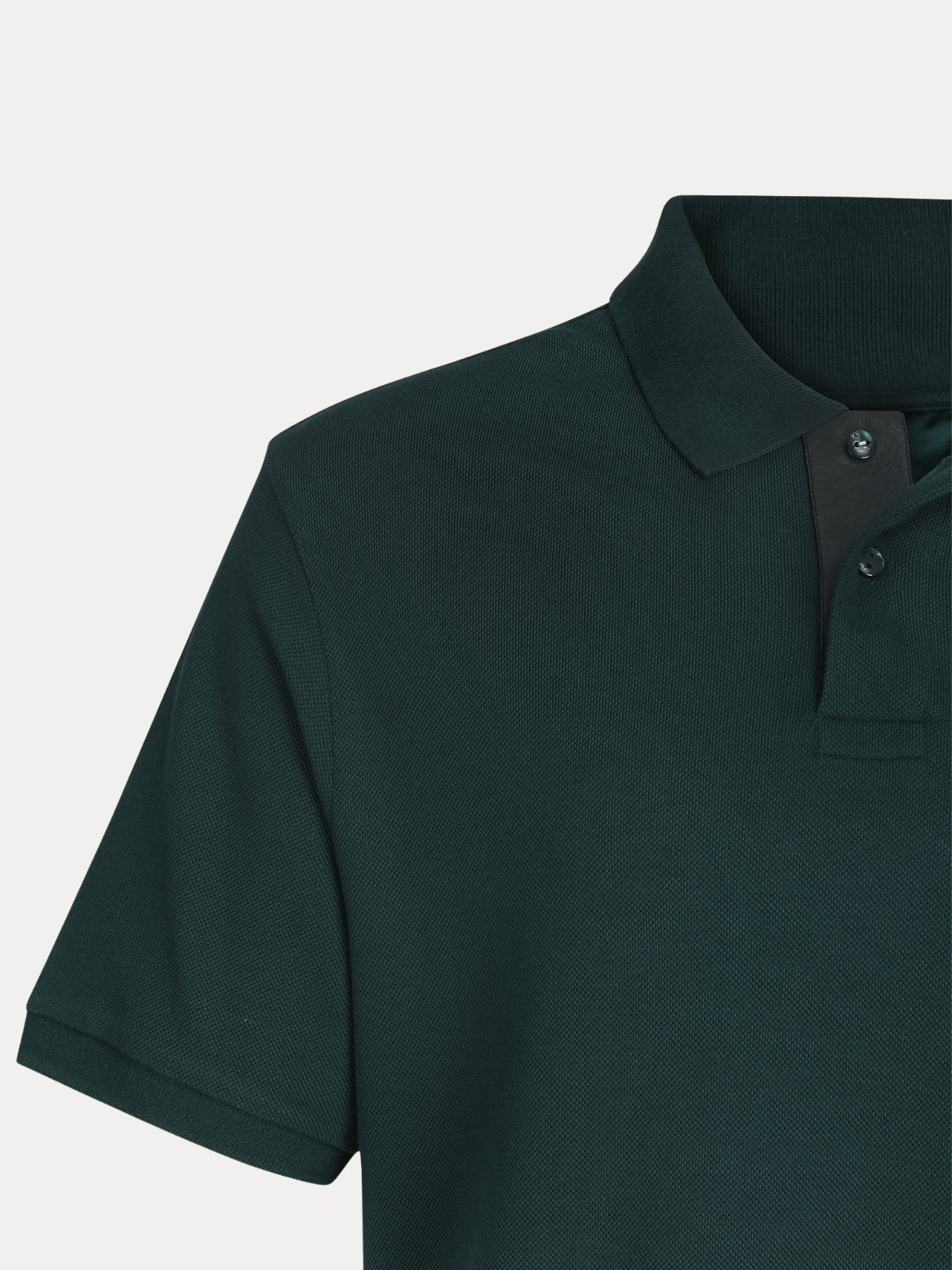 Umbra Forest Green Piqué Cotton Polo Shirt with Tonal Leather Placket