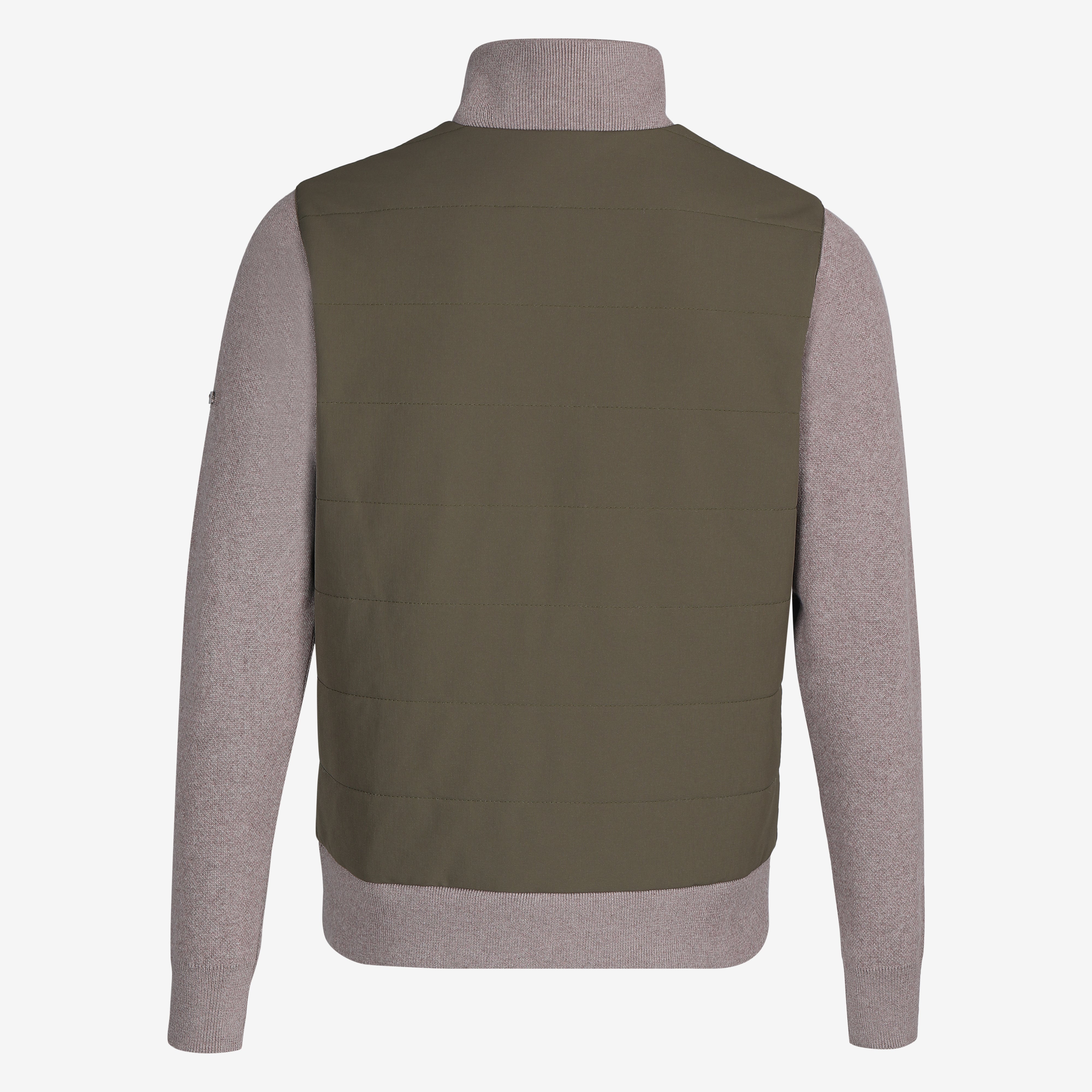 Ranger Silver Grey Quilted Bomber Jacket with Cotton-Knit Sleeves