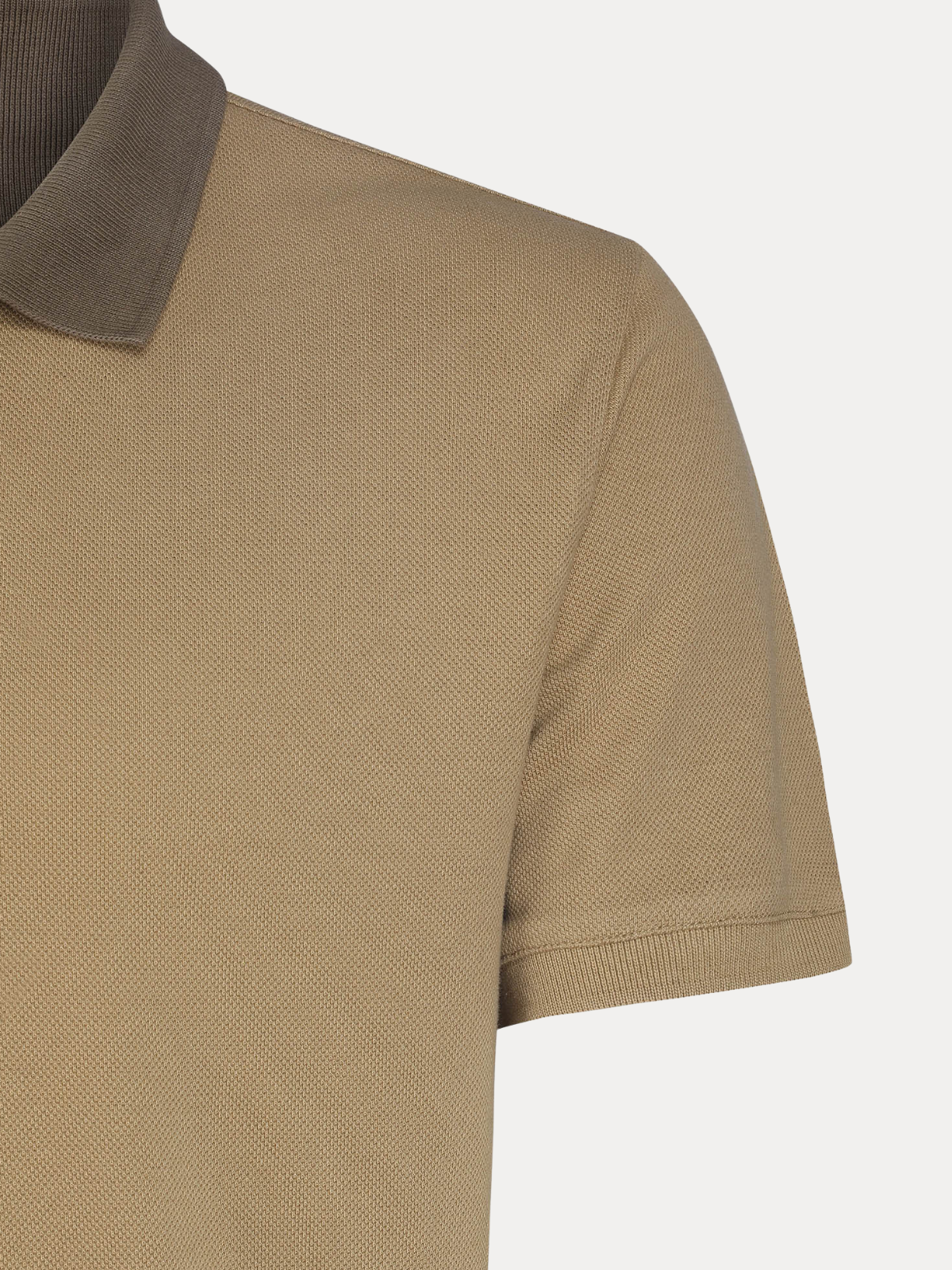 Terrane Sand Beige Piqué Polo Shirt with Contrast Collar