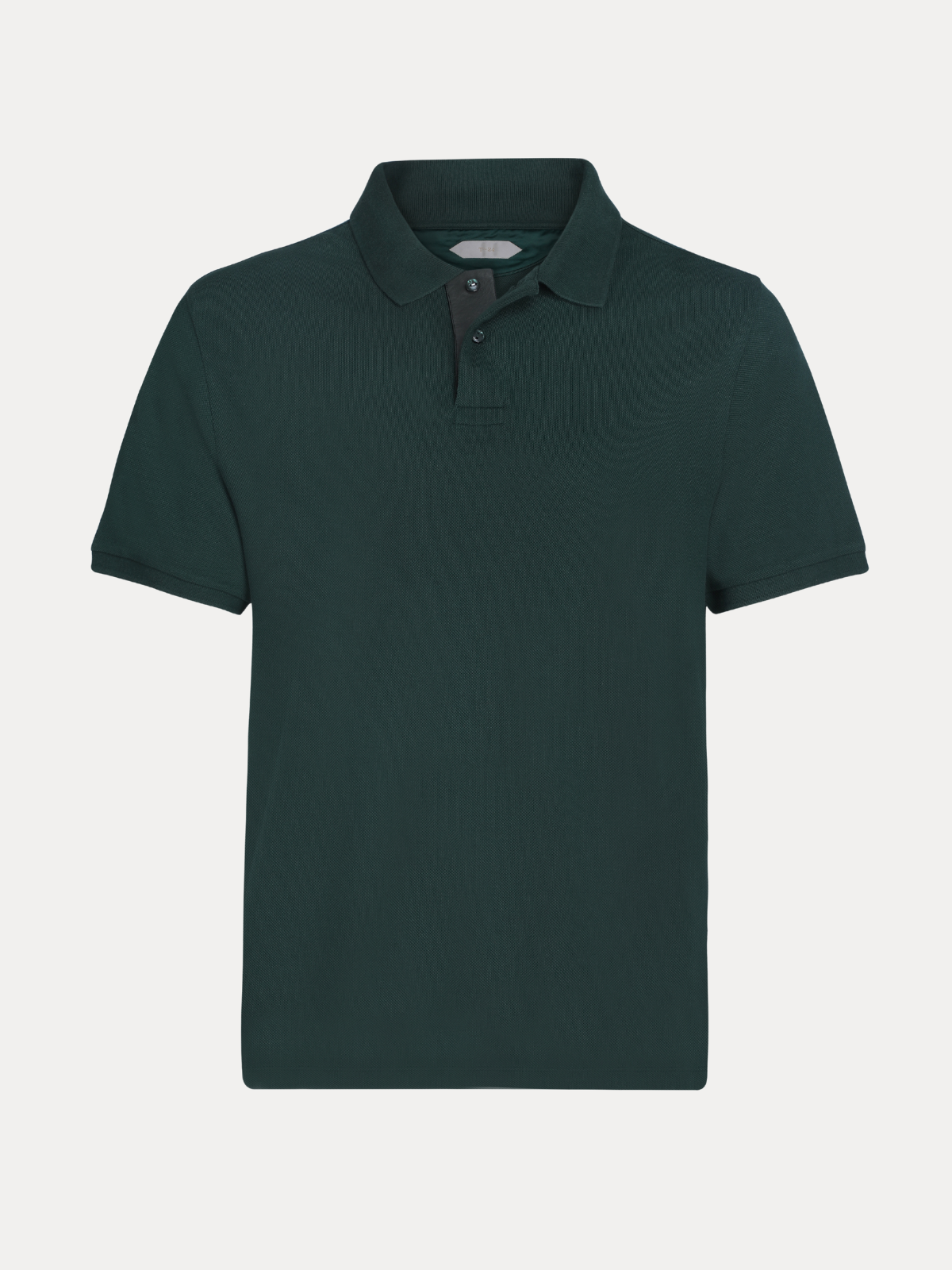 Umbra Forest Green Piqué Cotton Polo Shirt with Tonal Leather Placket