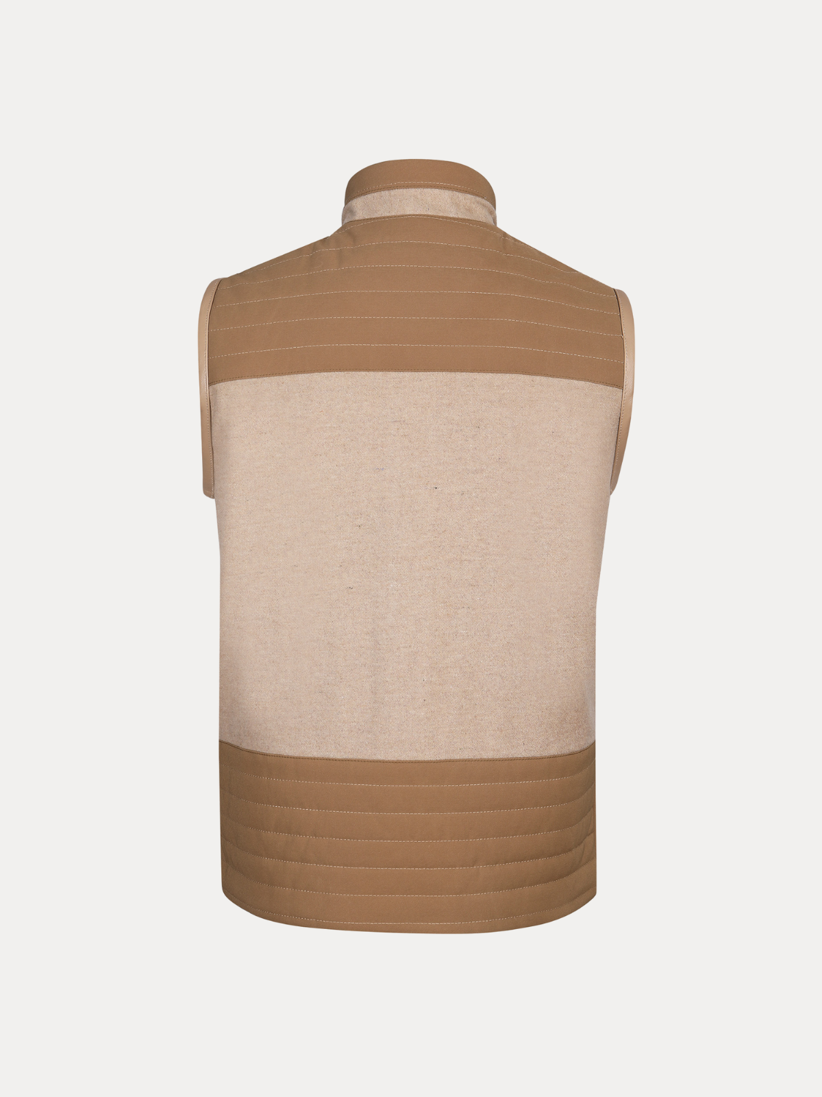 Hunter Quilted Camel Vest with Leather Piping