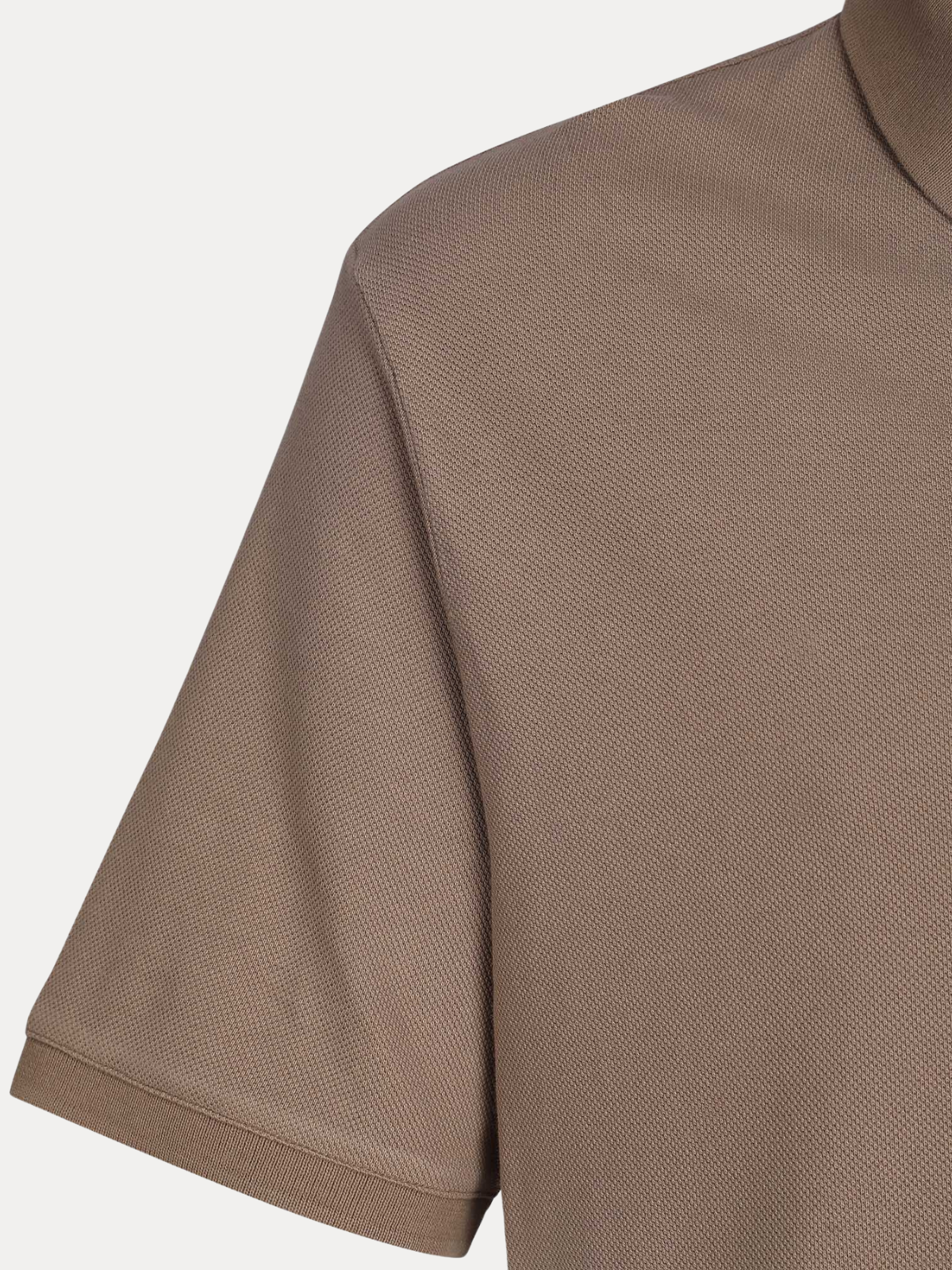 Kraven Brown Piqué Cotton Polo Shirt with Contrast Leather Placket