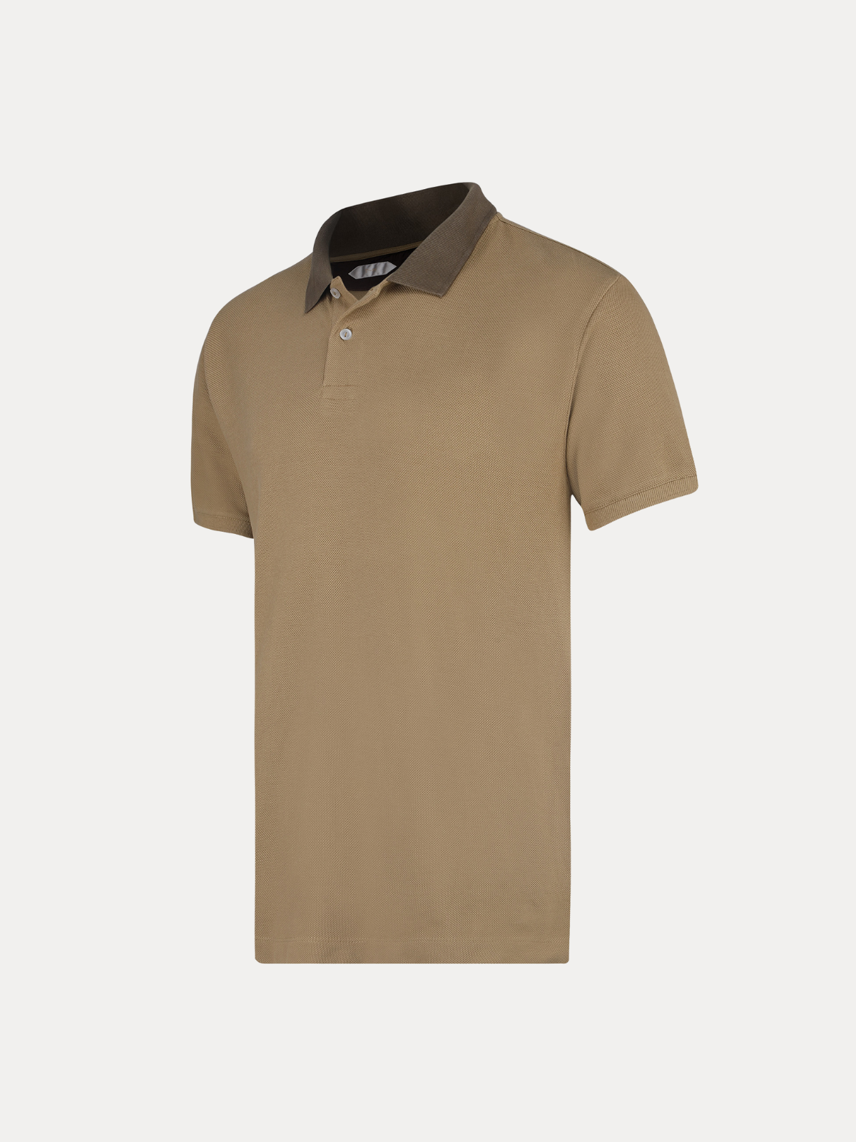 Terrane Sand Beige Piqué Polo Shirt with Contrast Collar