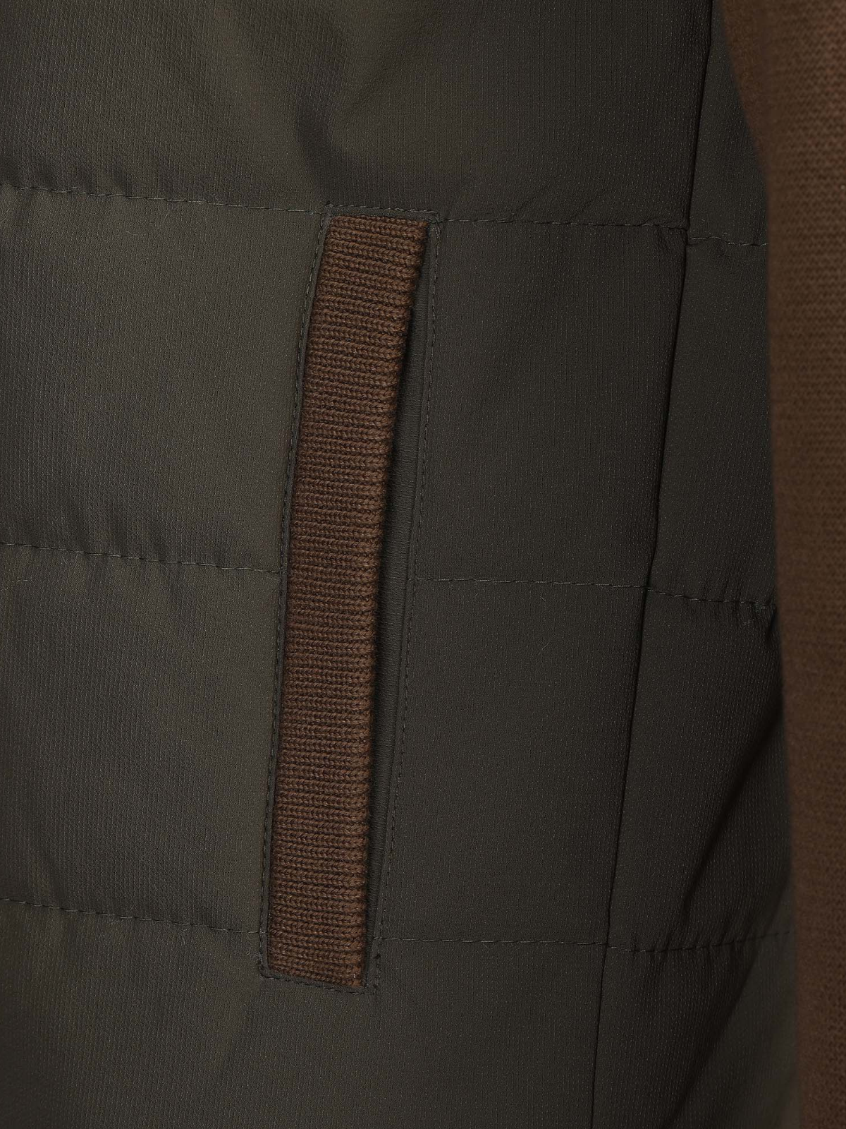 Ranger Antique Bronze Quilted Bomber Jacket with Cotton-Knit Sleeves