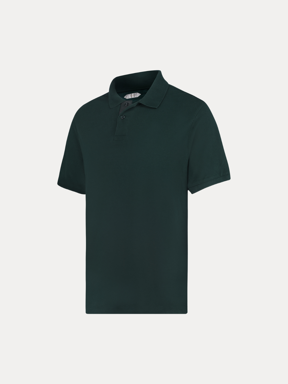 Umbra Forest Green Piqué Cotton Polo Shirt with Tonal Leather Placket