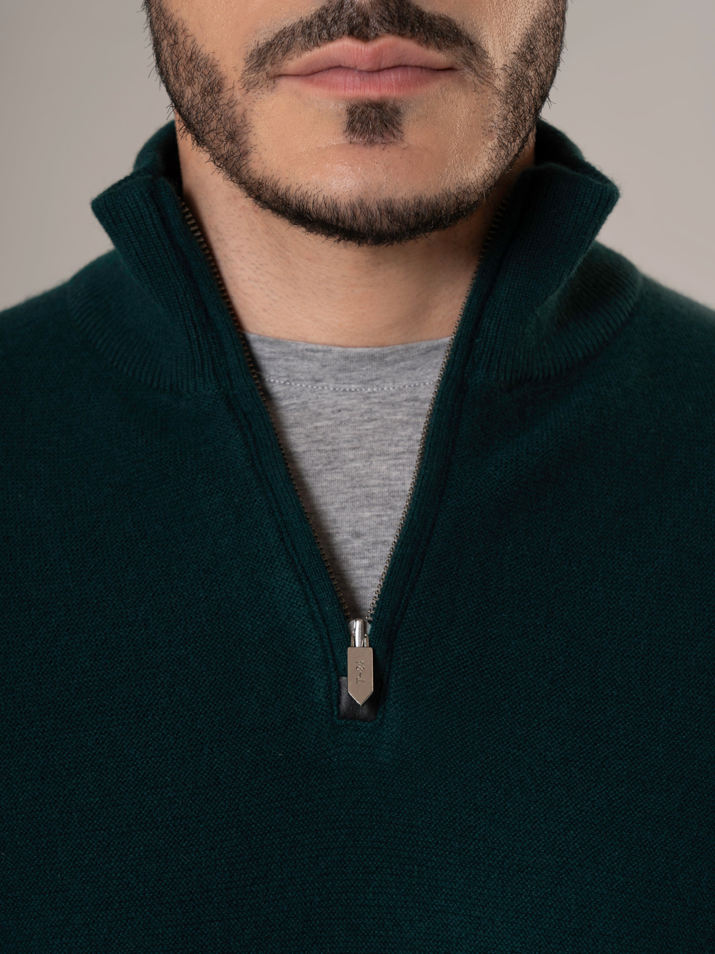 Cedar Deep Forest Cashmere Quarter-Zip Sweater