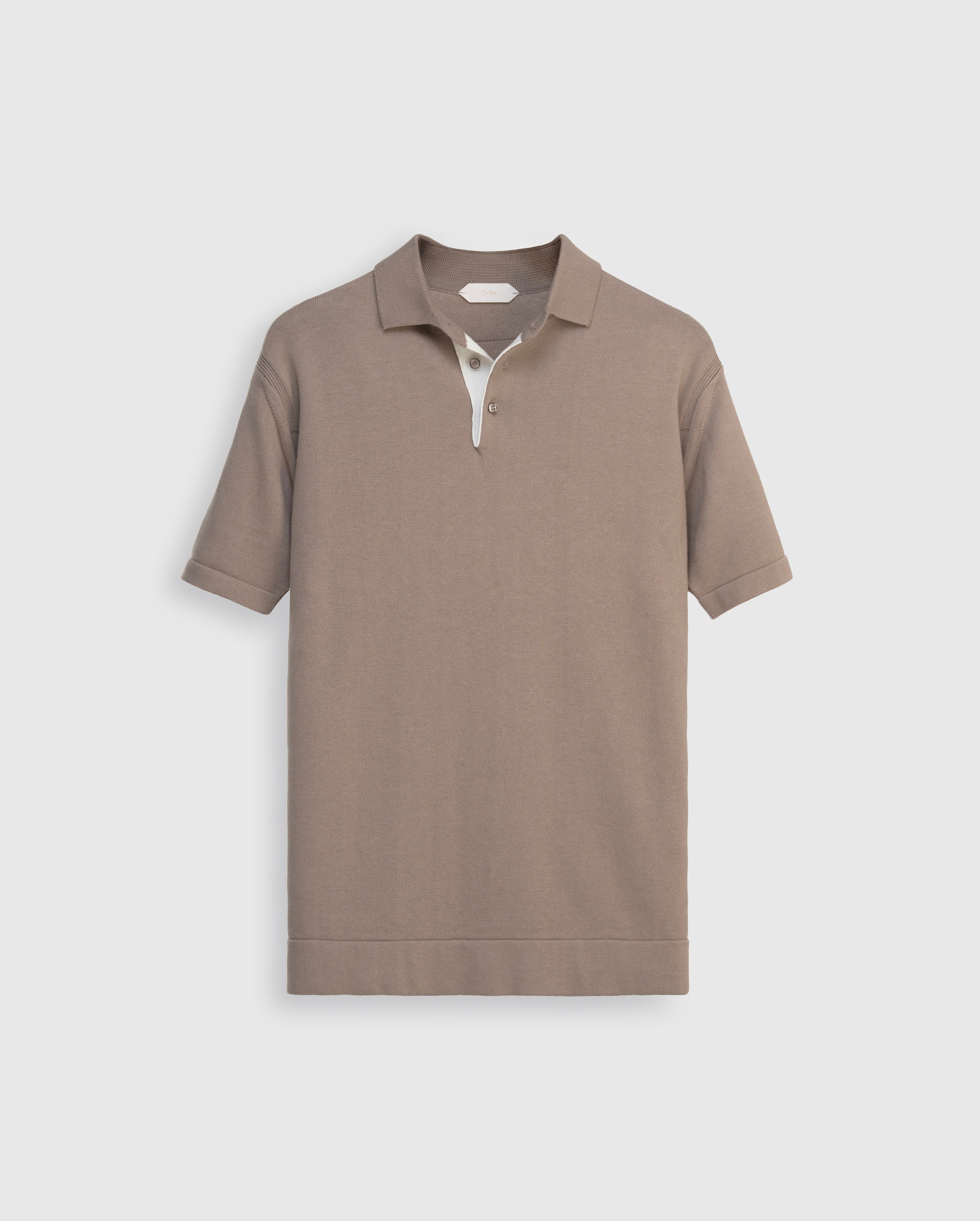Rafa - Taupe Knit Polo with Contrast Placket