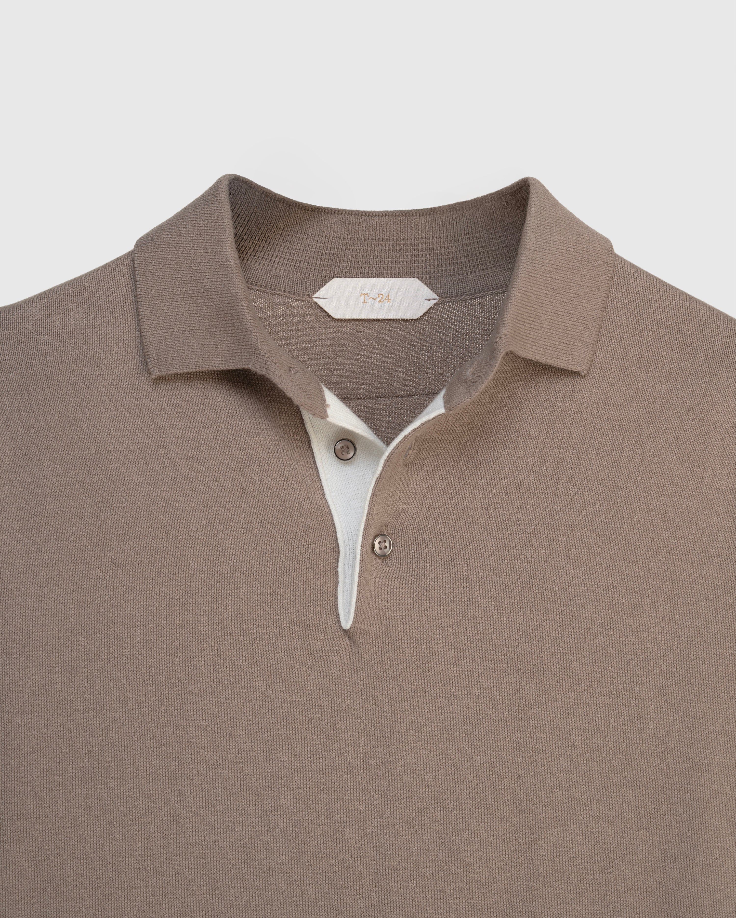 Rafa - Taupe Knit Polo with Contrast Placket