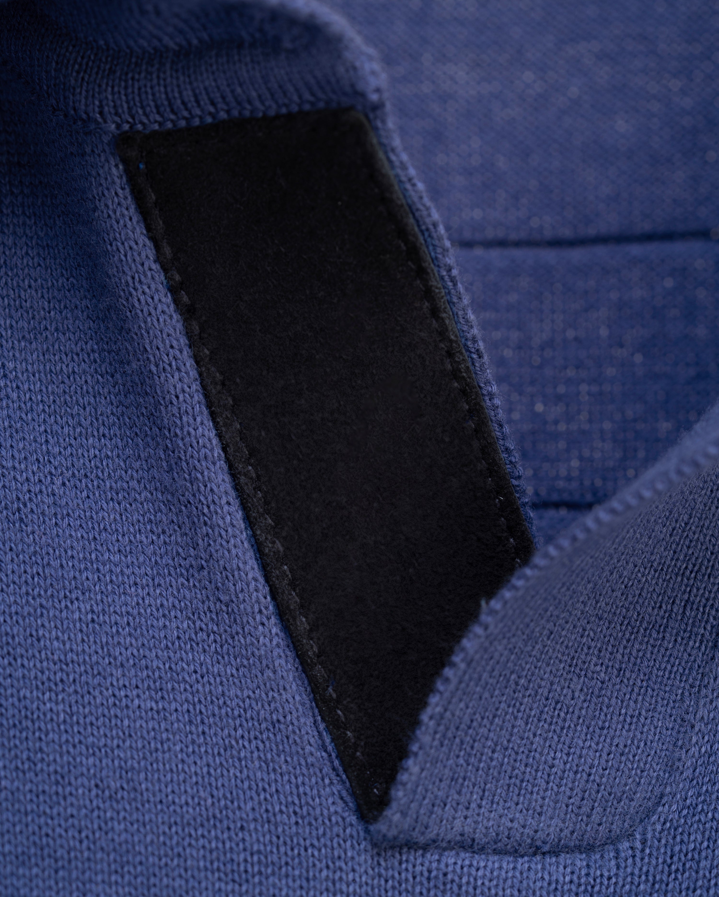 Aston - Marine blue Mercerised Knit Polo with Suede Trim