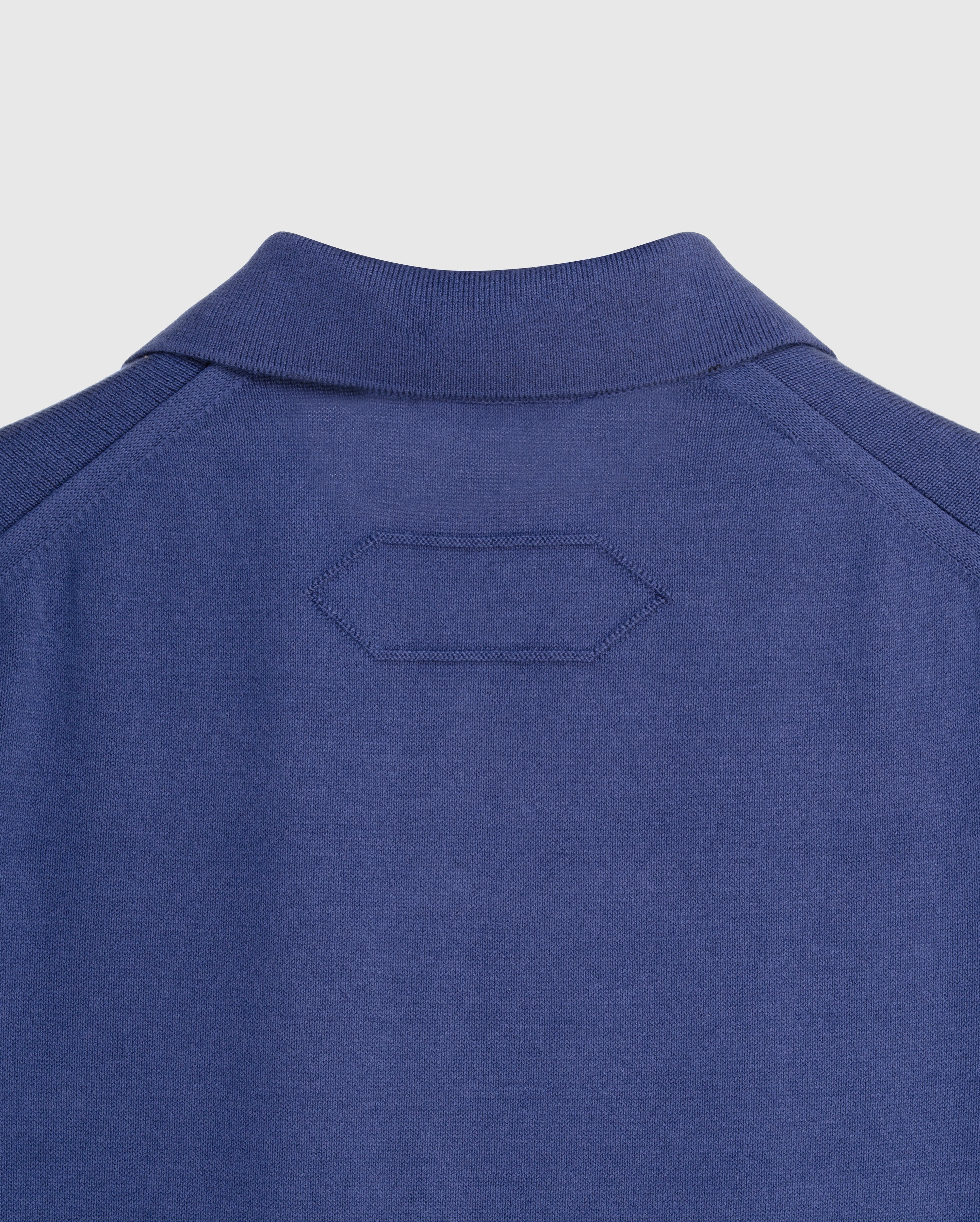 Aston - Marine blue Mercerised Knit Polo with Suede Trim