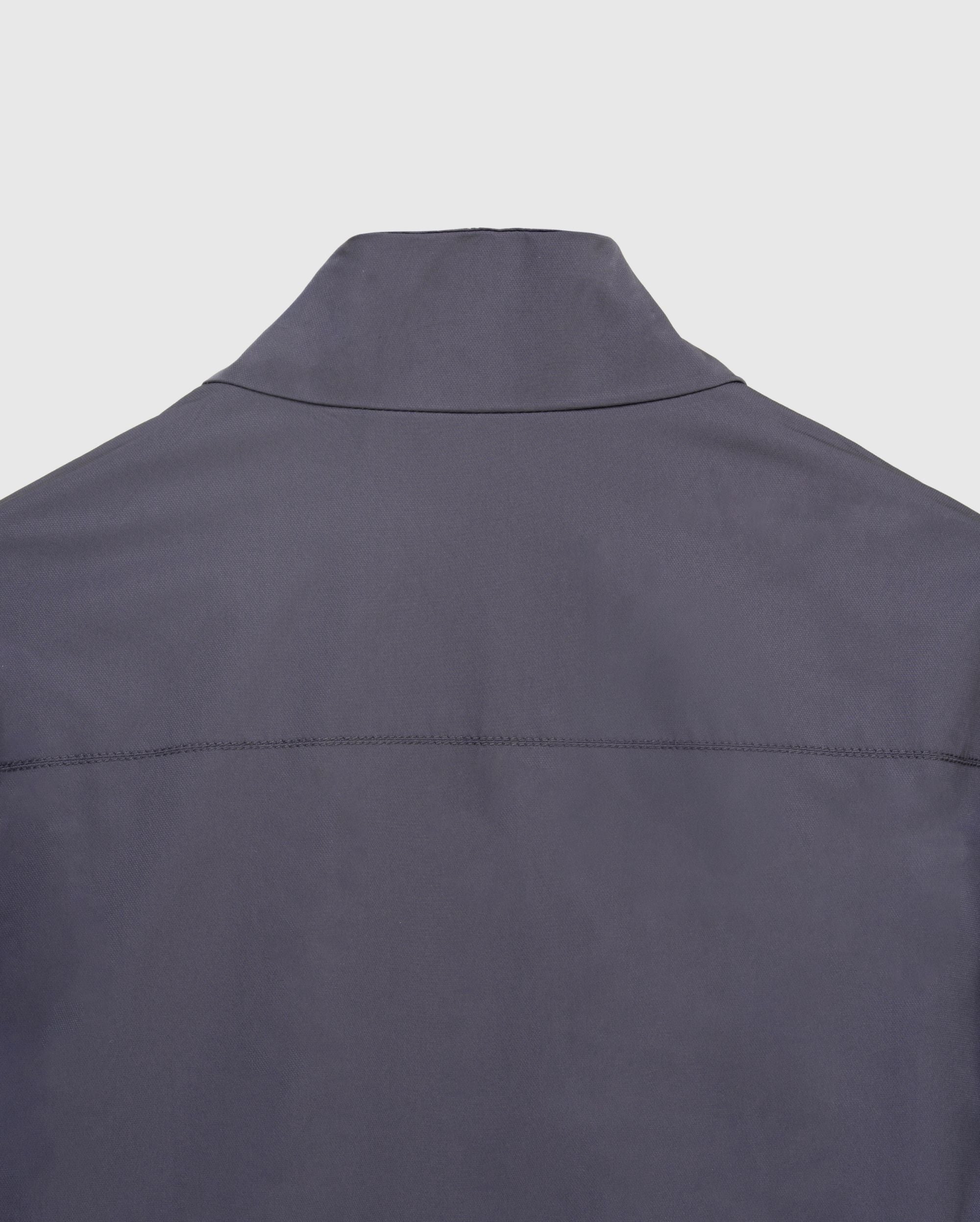 SAILOR - Steel Blue Bomber Jacket with Steel Grey Cotton-Knit Sleeves and Suede-Trimmed Pockets