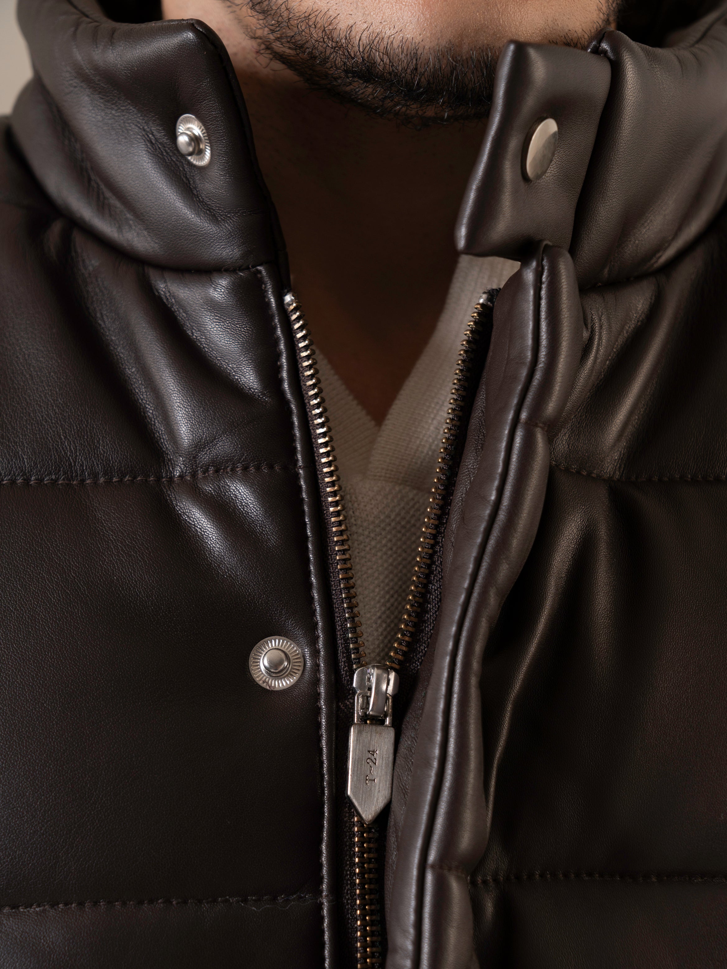 Troy Dark Brown Quilted Sheep Leather Vest