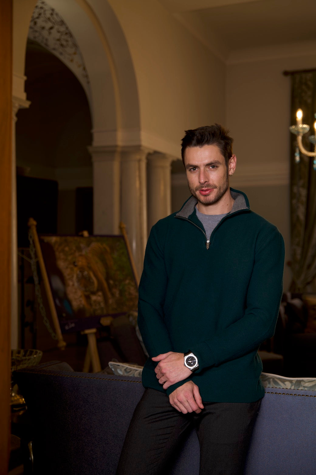 Cedar Deep Forest Cashmere Quarter-Zip Sweater