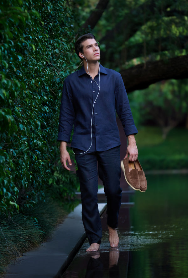 Nero - Deep Navy Irish Linen Shirt