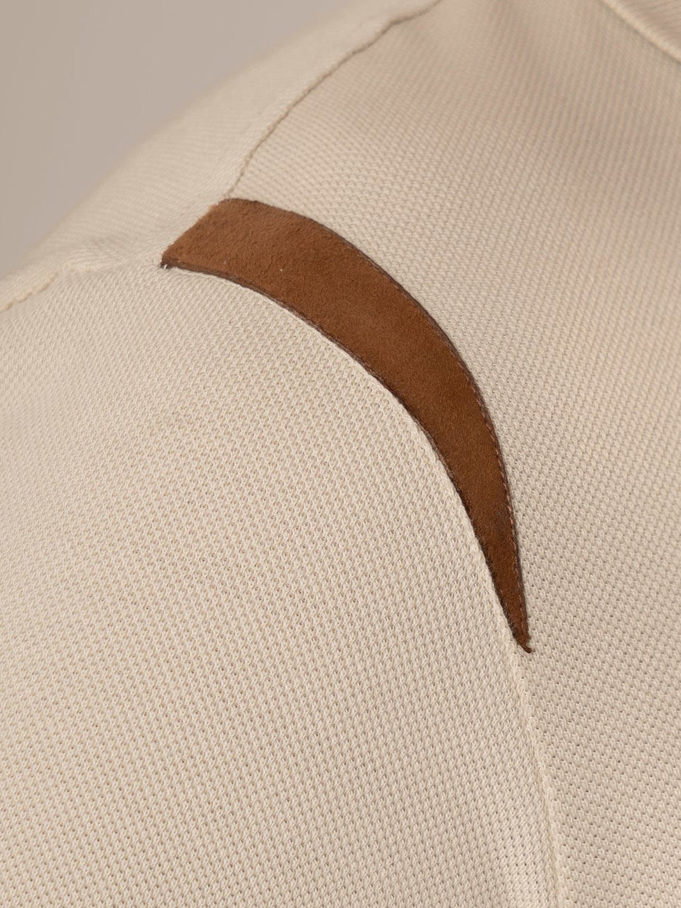 Markhor Ivory Piqué Polo Shirt with Tan Suede Accents