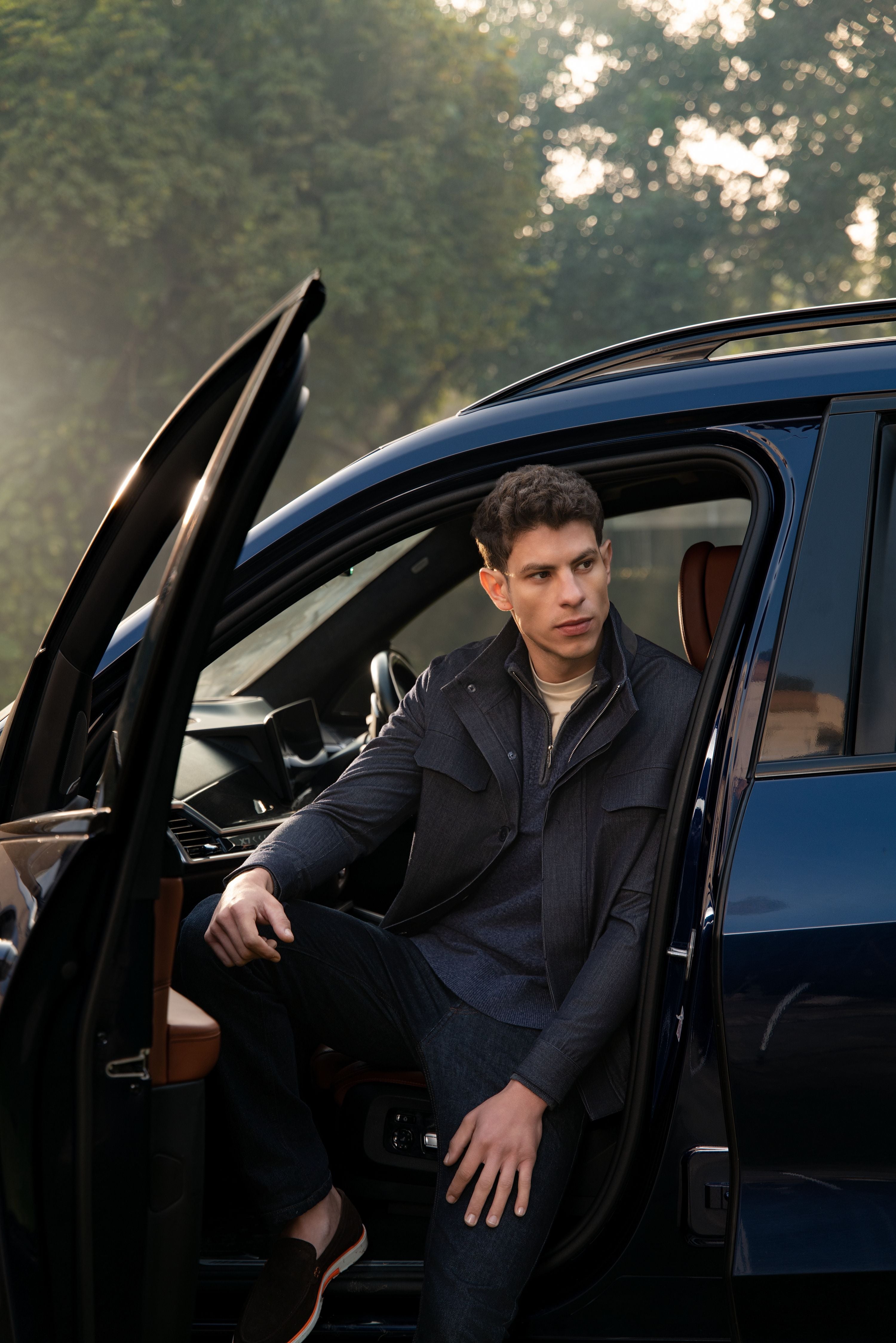 NAUTILUS – Indigo Field Jacket with Grey Suede Under-Collar