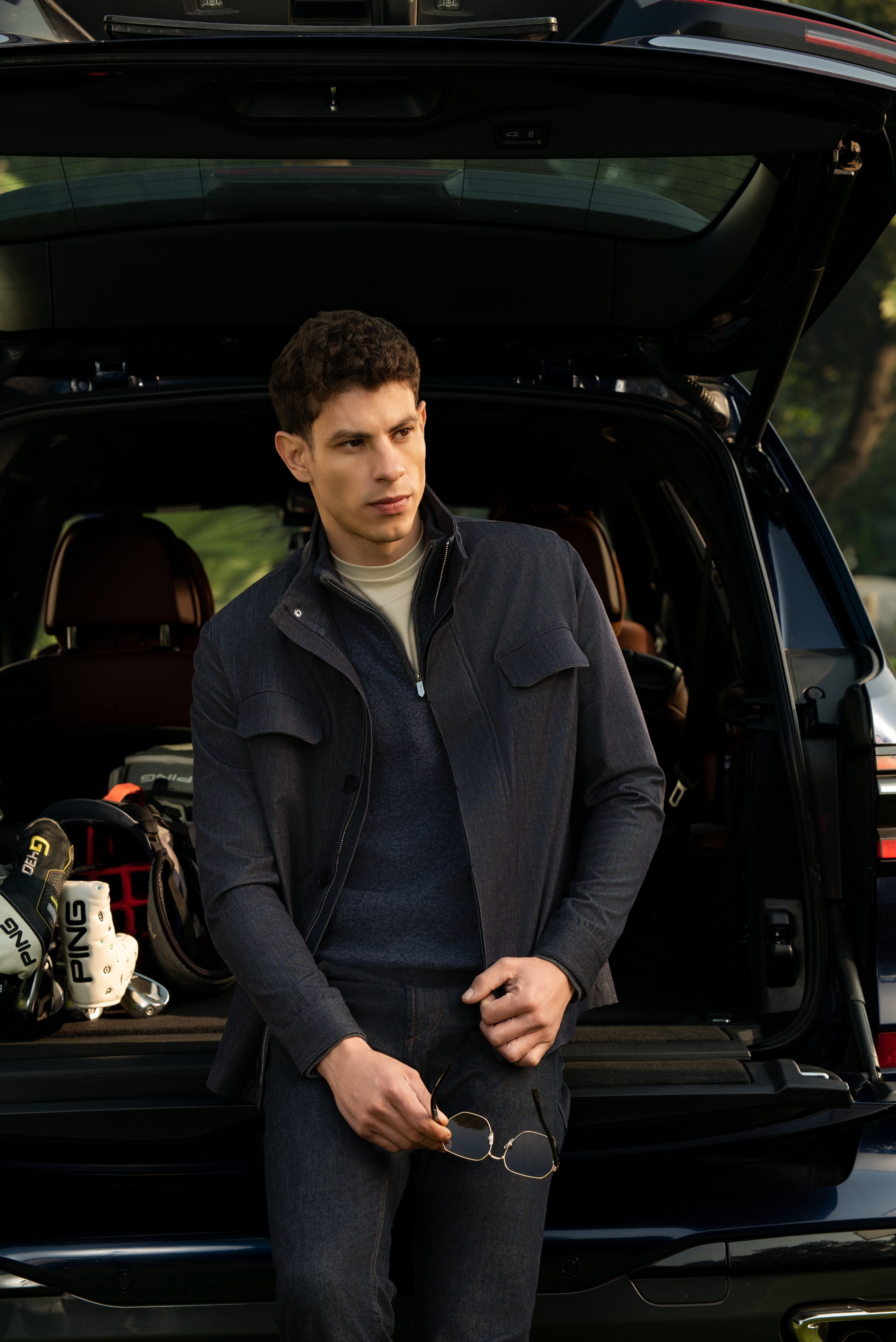 NAUTILUS – Indigo Field Jacket with Grey Suede Under-Collar