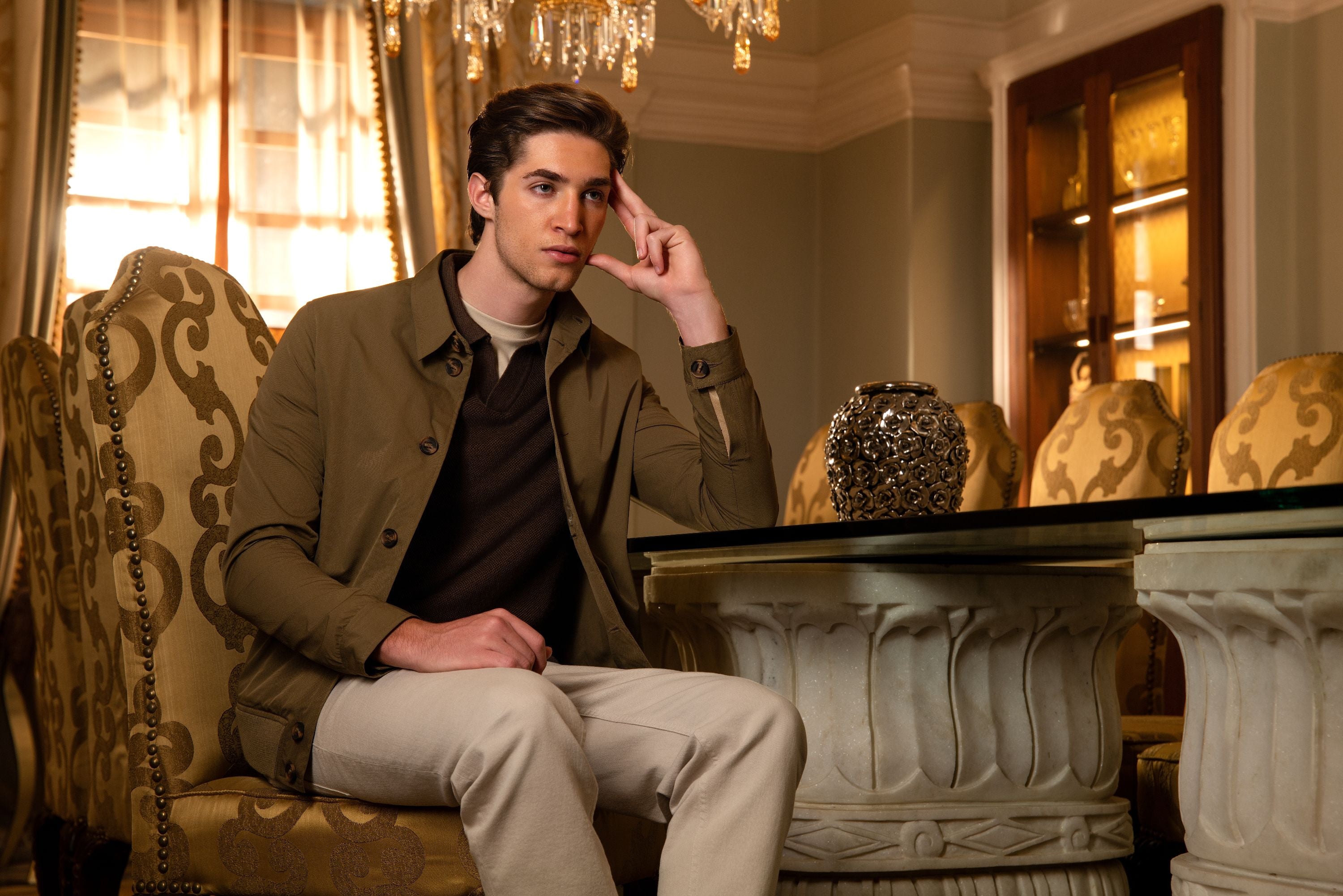 CORBETT – Technical Shell Jacket with Leather accents on Cuffs