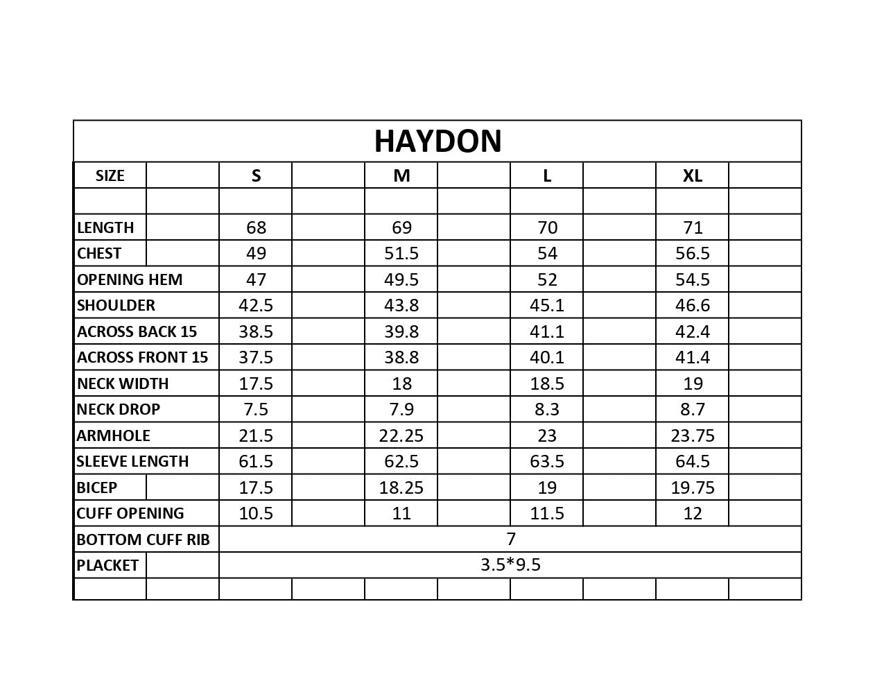 Size Chart